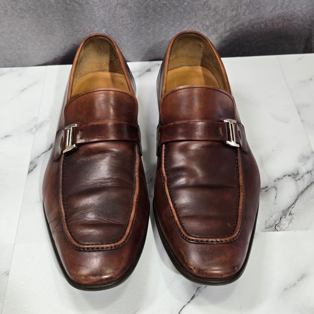 Magnanni Lino Loafers Mens Size 10 Brown Leather Buckle Strap Dress Shoes Spain